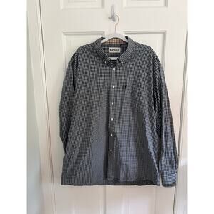 Barbour Men's XL Button Down Shirt Tailored Fit Long Sleeve Checker Gray Pocket